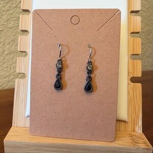 Vintage Black Crystal Drop Earrings